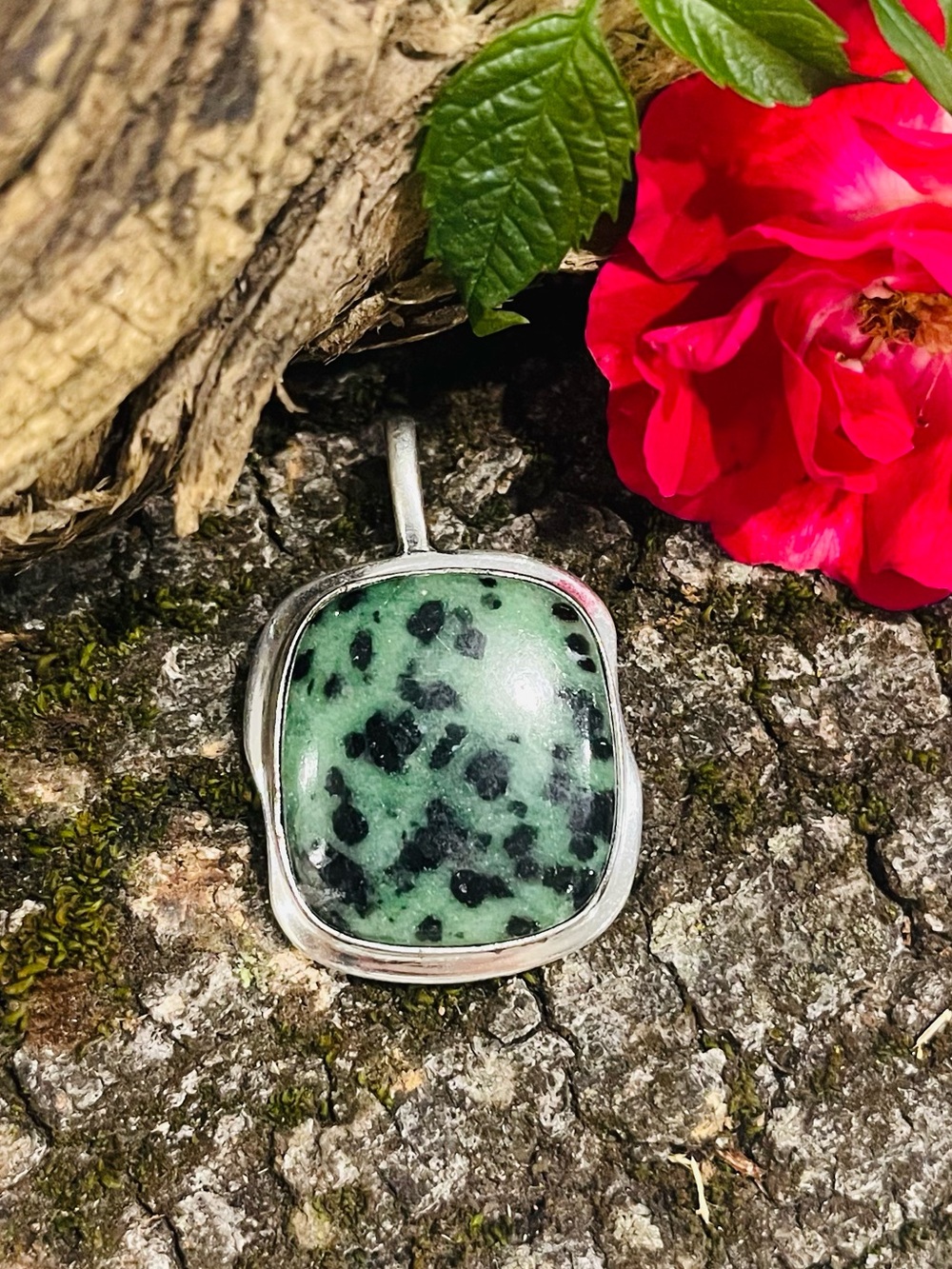 Ruby Zoisite 925 Sterling Silver Pendant